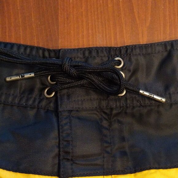 VTG Polo Ralph Lauren Swim Shorts, Size M, Stretch Waist, Black/Yellow, NWT Y2K - Picture 4 of 8